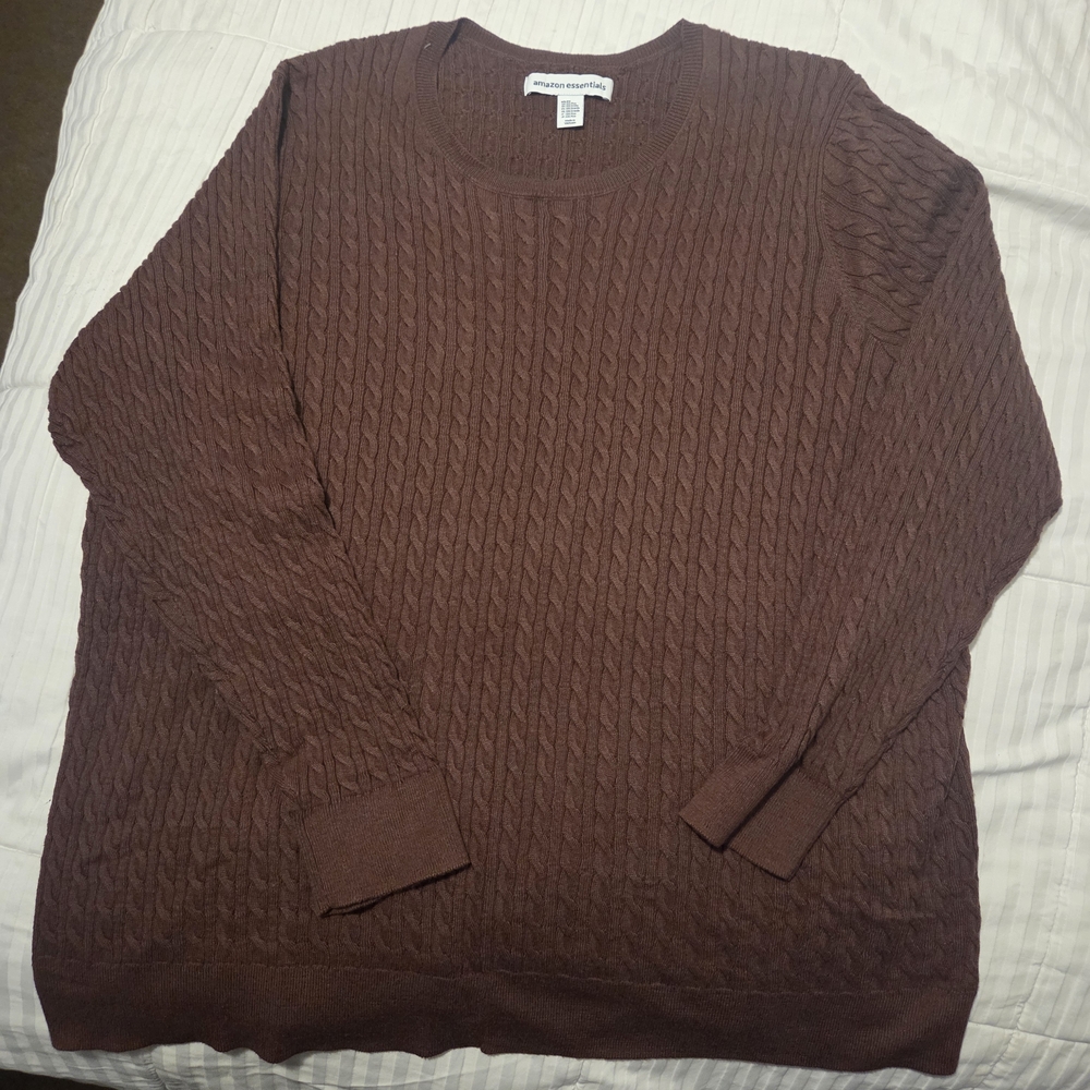 Amazon Essentials Men's Chocolate Cable Knit Sweater